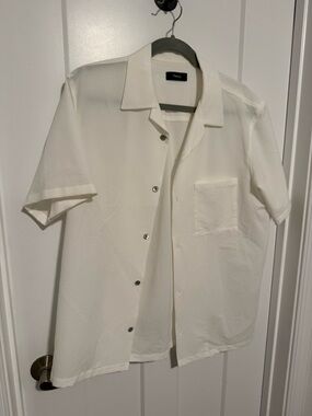 Theory Men's Short Sleeve Button-Up Shirt in Cream White